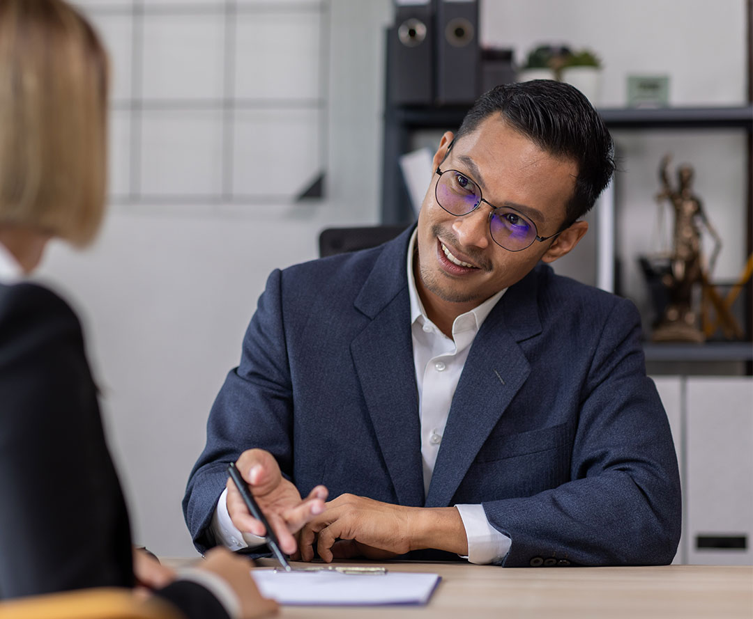 Man in a consultation with a client