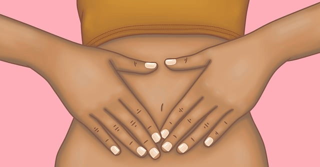 illustration of hands on a slim stomach